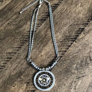 Beautiful silver and painted pendant necklace